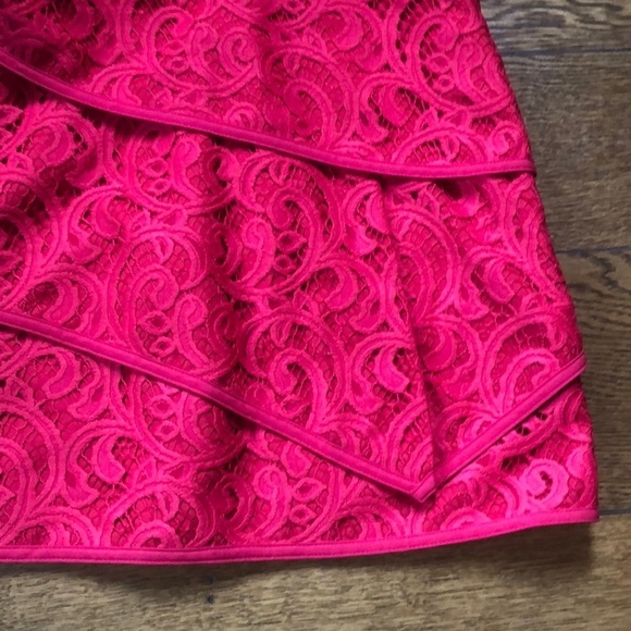 BCBG Maxazria Hannah Tiered Scroll Red Dress 4 - Picture 4 of 7